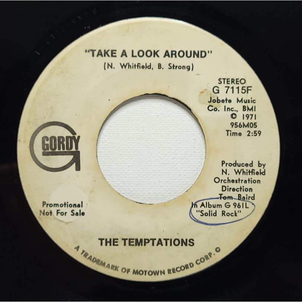 The Temptations Promo 45 RPM “Take A Look Around” Stereo/Mono Gordy VG Soul